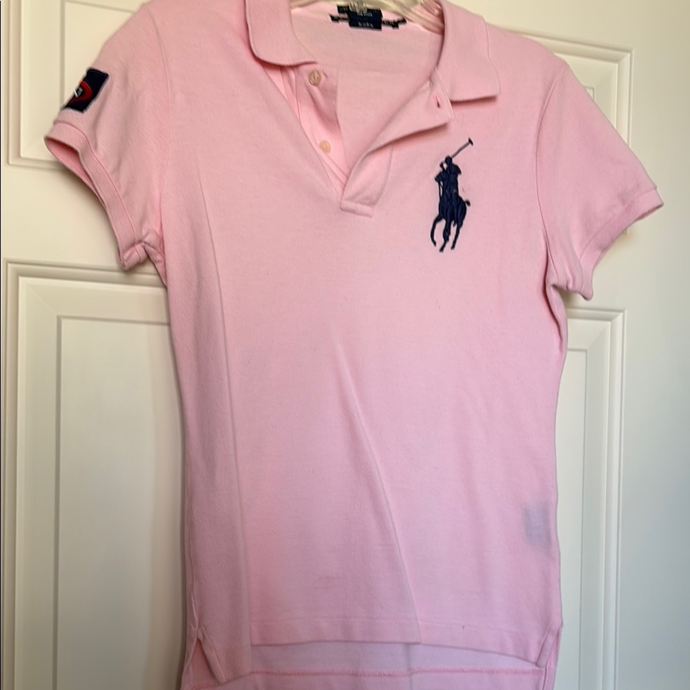 Pink Polo Shirt with Embroidered Logo